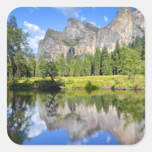 Yosemite Reflection Vierkante Sticker (Voorkant)
