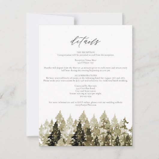 YOSEMITE Rustic Waterverf Pine Tree-kaart Kaart (Voorkant)