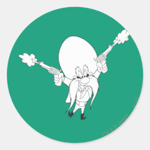Yosemite Sam Pistolen Blazing Ronde Sticker