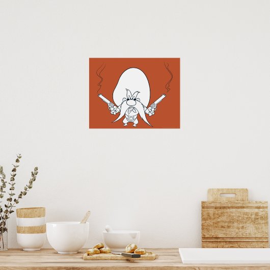 Yosemite Sam Roking Pistolen Poster (Keuken)