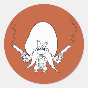 Yosemite Sam Roking Pistolen Ronde Sticker