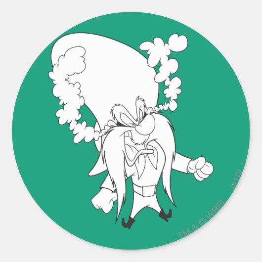 Yosemite Sam Steaming Mad Ronde Sticker (Voorkant)