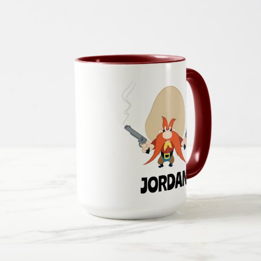 Yosemite Sam weer weg | Jouw namen toevoegen Mok (Voorkant rechts)