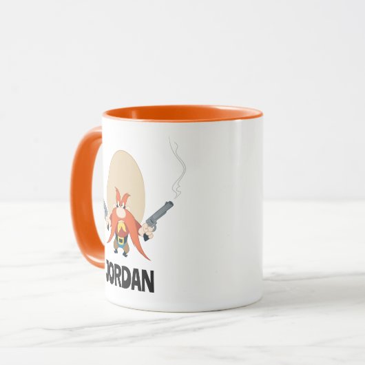 Yosemite Sam weer weg | Jouw namen toevoegen Mok (Voorkant links)