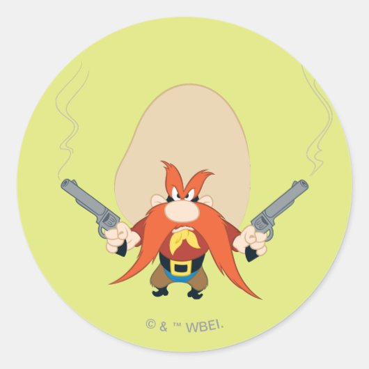 Yosemite Sam weer weg Ronde Sticker (Voorkant)