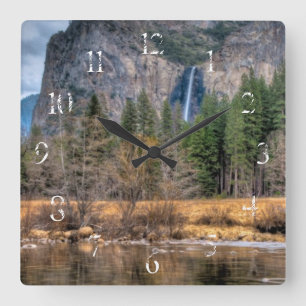 Yosemite Schilderachtig Herfsten Vierkante Klok