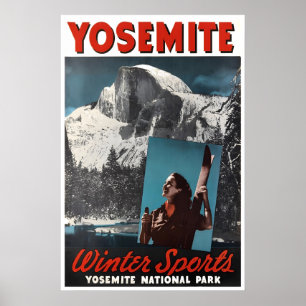 Yosemite Ski-poster Reis Kunst Vintage Sport Poster