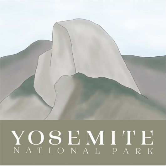 Yosemite Sticker, Half Dome Decal Sticker (Voorkant)