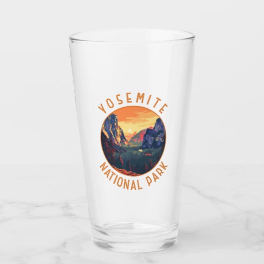 Yosemite Sunset National Park Retro in nood Glas (Voorkant)