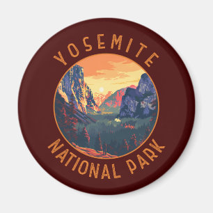 Yosemite Sunset National Park Retro in nood Magneet