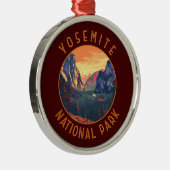 Yosemite Sunset National Park Retro in nood Metalen Ornament (Rechts)