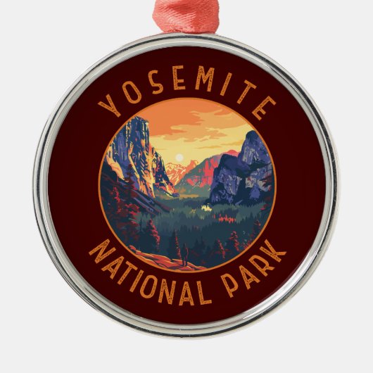 Yosemite Sunset National Park Retro in nood Metalen Ornament (Voorkant)