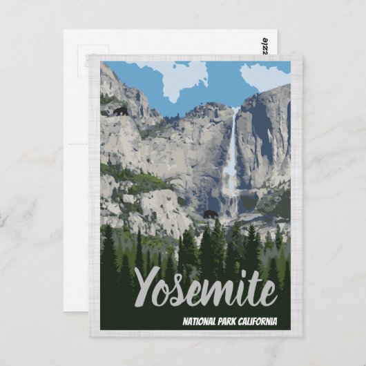 Yosemite Travel Poster National Park Briefkaart (Voorkant / Achterkant)