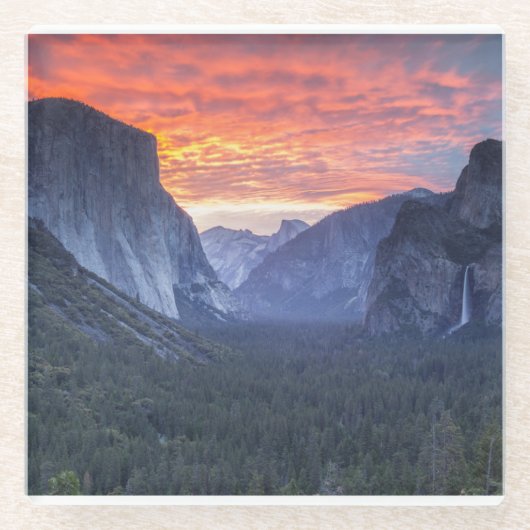 Yosemite Tunnel Uitzicht Glazen Onderzetter (Voorkant)