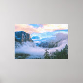 Yosemite Tunnel Uitzicht in de mist bij zonsopgang Canvas Afdruk (Voorkant)