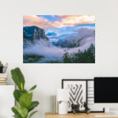 Yosemite Tunnel View met mist Poster (Thuiskantoor)