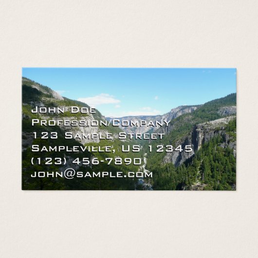 Yosemite-vallei in het Nationaal Park Yosemite Visitekaartje (Voorkant)