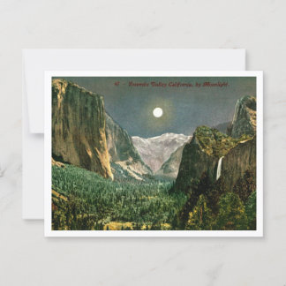 Yosemite Valley bij maanlicht 1910s Briefkaart