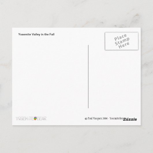 Yosemite Valley Briefkaart (Achterkant)
