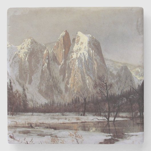 Yosemite Valley, Californië (Cathedral Rock) Stenen Onderzetter (Voorkant)