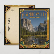 Yosemite Valley Californië Vintage Art Deco Goud