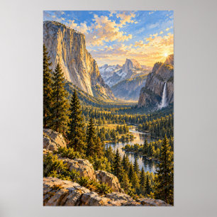 Yosemite Valley Gouden Uur Berglandschap Muur Poster