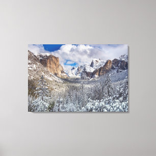 Yosemite Valley in sneeuw Canvas Afdruk