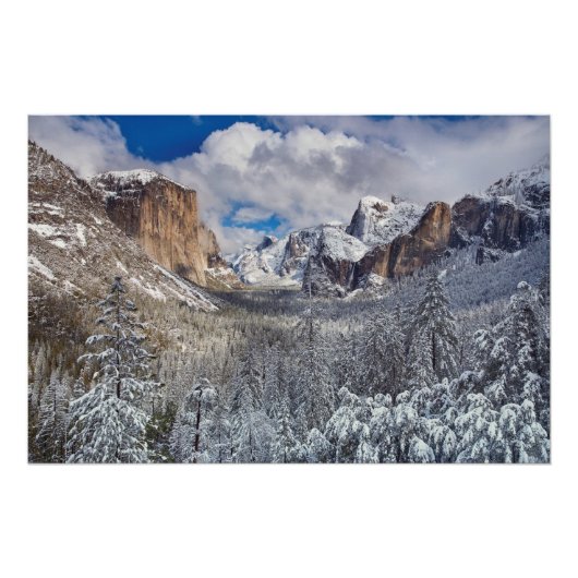 Yosemite Valley in sneeuw Perfect Poster (Voorkant)