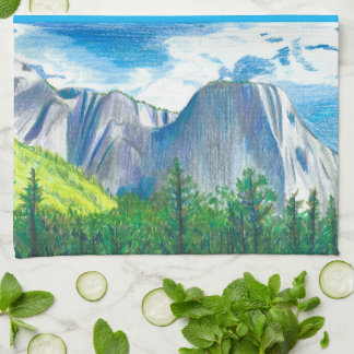 Yosemite Valley Landschap Blauwe Tinten Keukendoek Theedoek