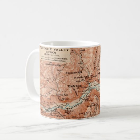  Yosemite Valley Map Mug Koffiemok (Voorkant links)