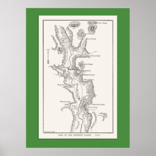 Yosemite Valley Map uit 1876 Poster