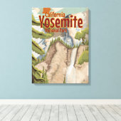 Yosemite Vintage Poster Canvas Afdruk (Insitu (Houten vloer))
