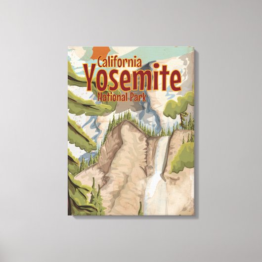 Yosemite Vintage Poster Canvas Afdruk (Voorkant)