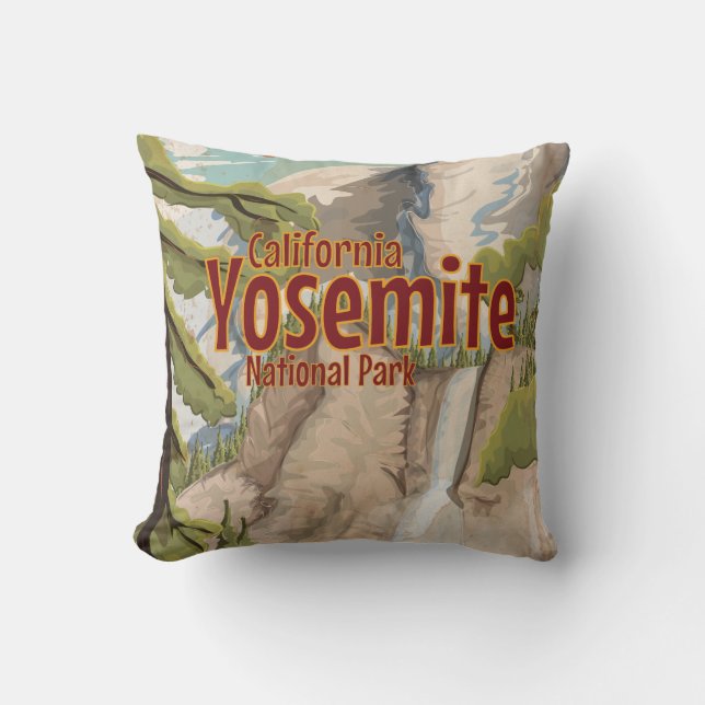 Yosemite Vintage Poster Kussen (Voorkant)