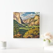 Yosemite Vintage Travel Art Vierkante Klok (Huis)