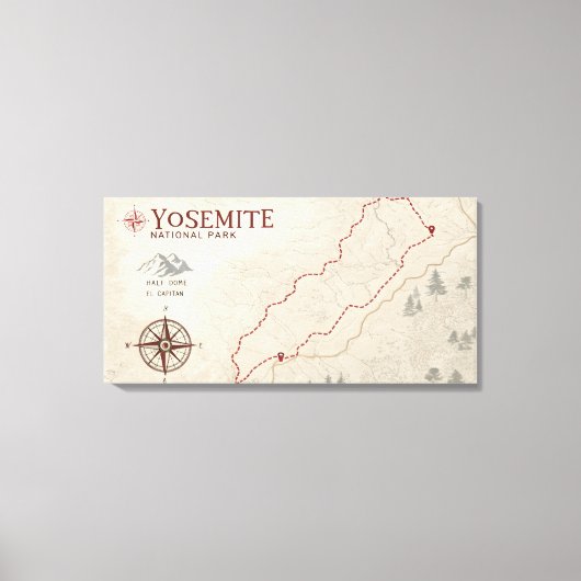 Yosemite Wandelkaart Print (Voorkant)