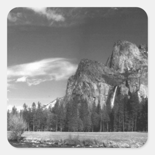 Yosemite Water Herfst Vierkante Sticker (Voorkant)