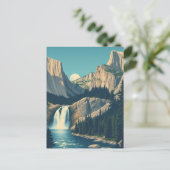 Yosemite Waterfall California Retro Briefkaart (Staand voorkant)
