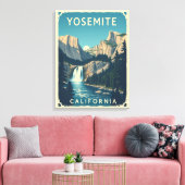 Yosemite Waterfall California Retro Canvas Afdruk (Insitu (Woonkamer))