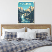 Yosemite Waterfall California Retro Canvas Afdruk (Insitu (Slaapkamer))
