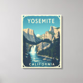 Yosemite Waterfall California Retro Canvas Afdruk (Voorkant)