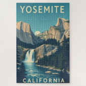 Yosemite Waterfall California Retro Legpuzzel (Verticaal)