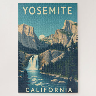 Yosemite Waterfall California  Retro Legpuzzel