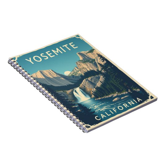 Yosemite Waterfall California  Retro Notitieboek (Rechterzijde)