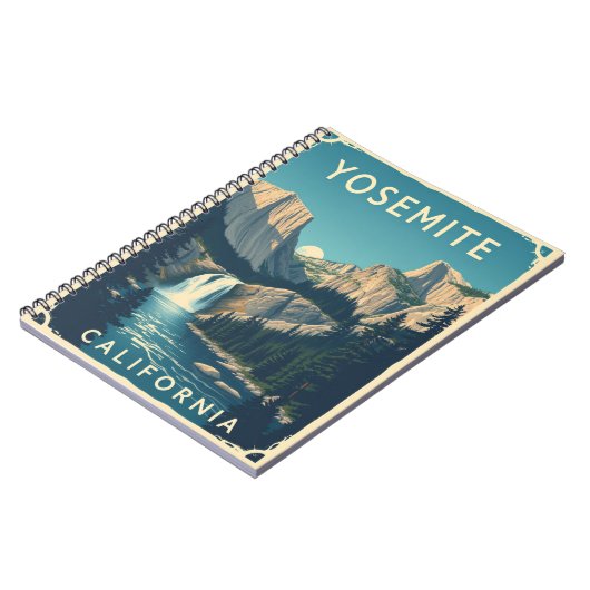 Yosemite Waterfall California  Retro Notitieboek (Linkerzijde)
