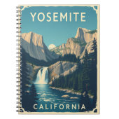 Yosemite Waterfall California  Retro Notitieboek (Voorkant)
