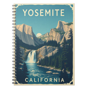 Yosemite Waterfall California  Retro Notitieboek