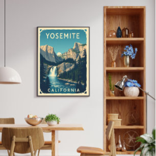 Yosemite Waterfall California  Retro Poster