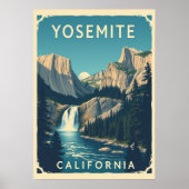 Yosemite Waterfall California  Retro Poster (Voorkant)