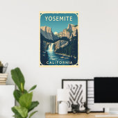 Yosemite Waterfall California  Retro Poster (Thuiskantoor)